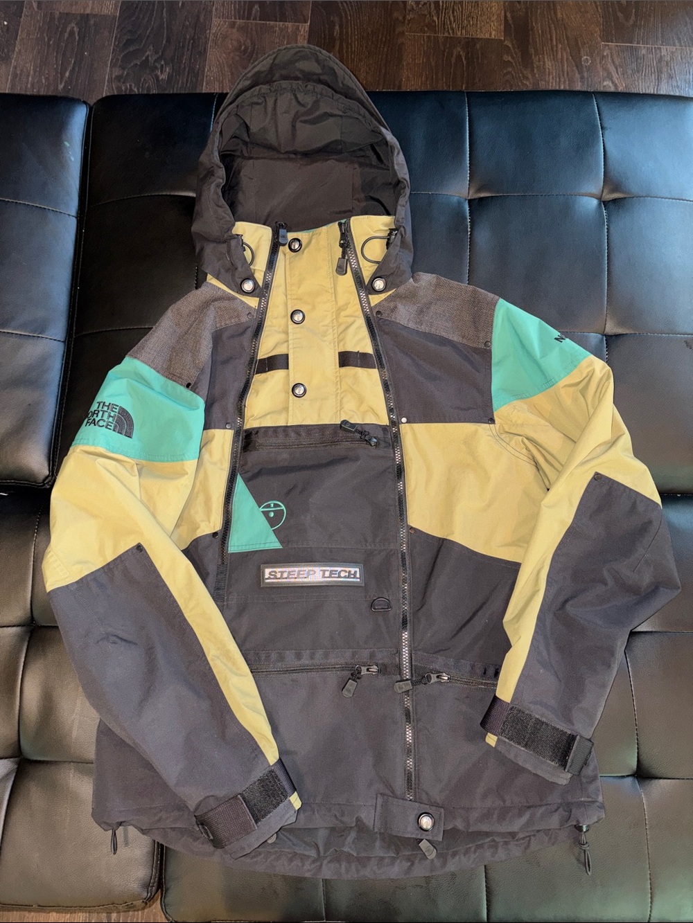 The North Face Steep Tech Hooded Colorblock Jacket - Yellow, Teal, Black